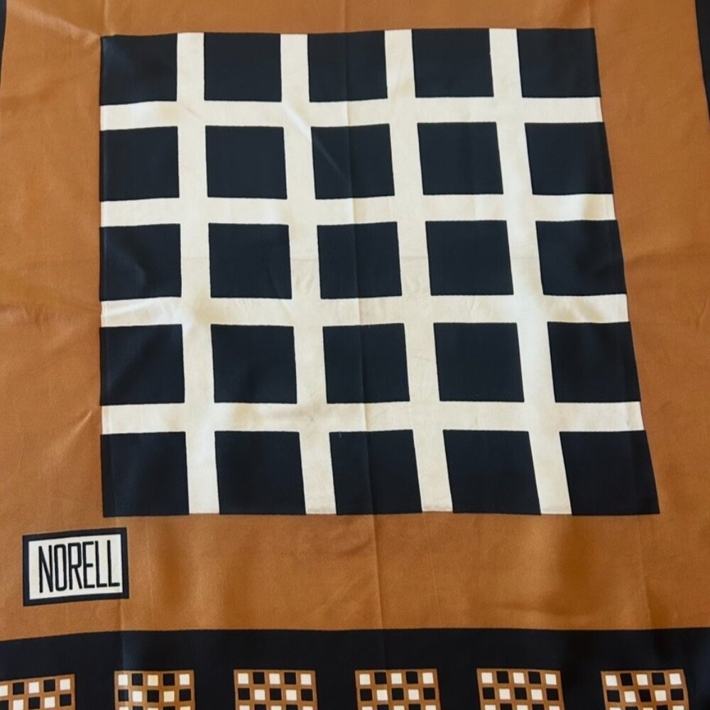 Vintage Norell Silk Scarf 33" x 34" Hand Rolled Edges - Picture 6 of 16